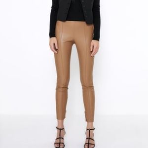 FAUX LEATHER LEGGINGS TAUPE BROWN